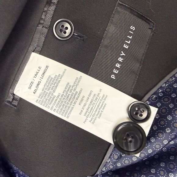 🖤 Perry Ellis Slim Fit Tuxedo Jacket – Men’s 42 Long – New With Tags - Picture 6 of 7